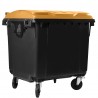 Bauer Müllcontainer 1100 l Schwarz mit orangenem Flachdeckel