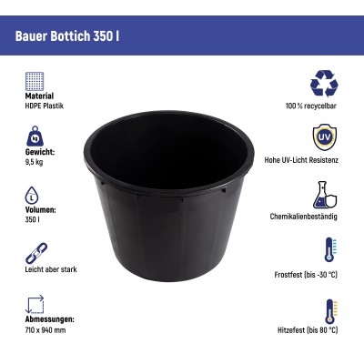 Bauer Bottich 350 l Weinrot - 02