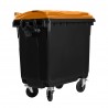 Bauer Müllcontainer 660 l Schwarz mit orangenem Flachdeckel