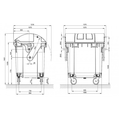 Bauer Müllcontainer 1100 l Braun mit Runddeckel 3