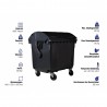 Bauer Müllcontainer 1100 l Schwarz mit blauem Runddeckel 1