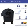 Bauer Müllcontainer 1100 l Schwarz mit blauem Runddeckel 23